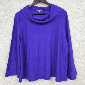 Habitat Women Cowl Neck Long Sleeve Top Size Large Purple Modest Casual Textured